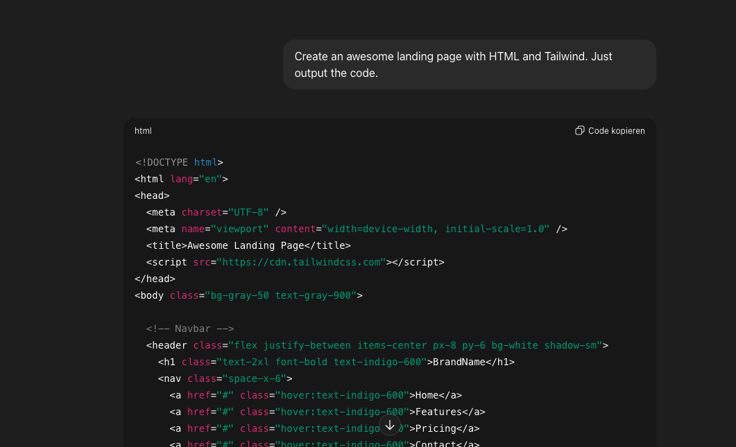 Artificial intelligence interacting with web code on a digital screen