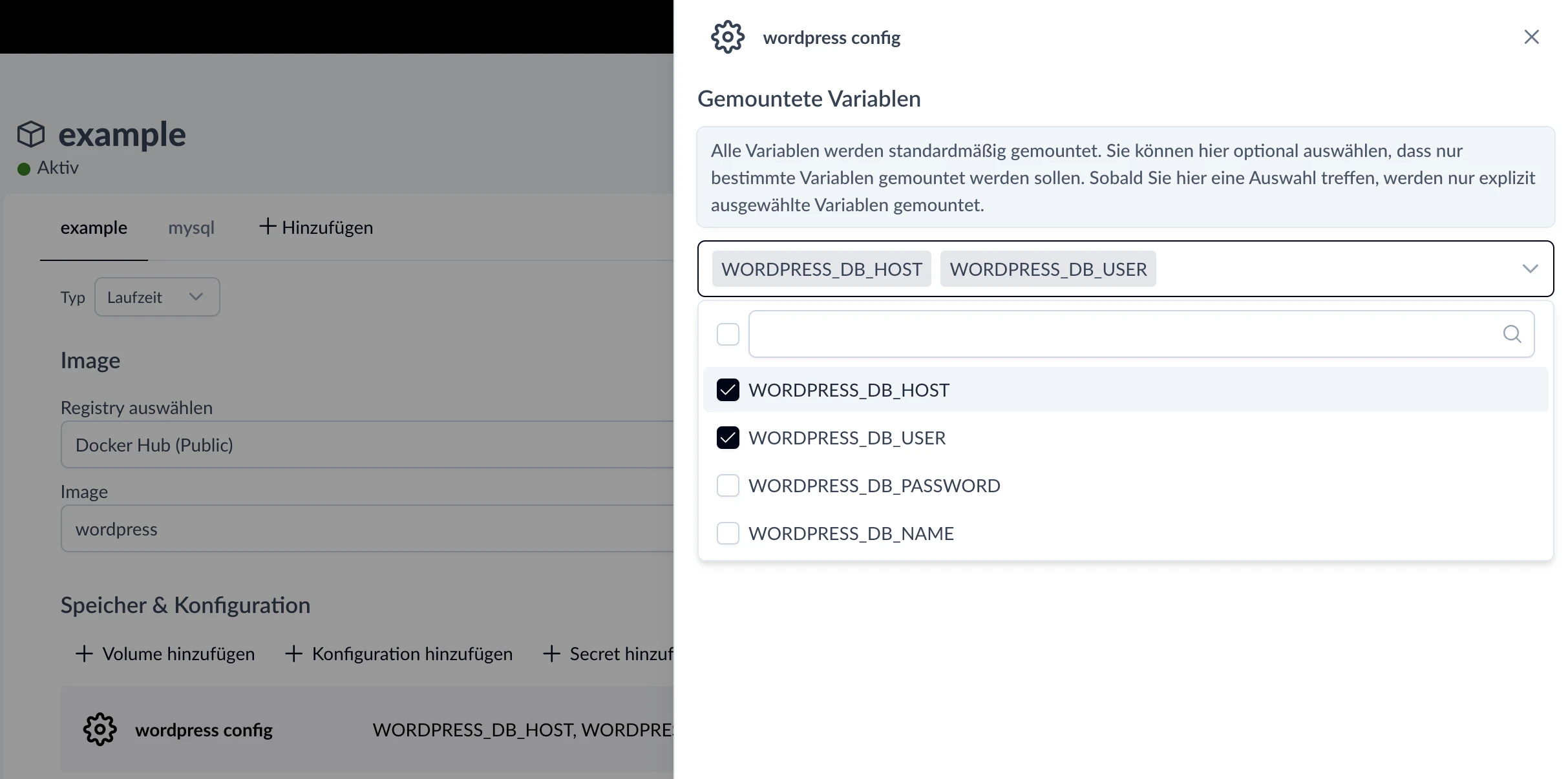 UI for managing secrets and configs