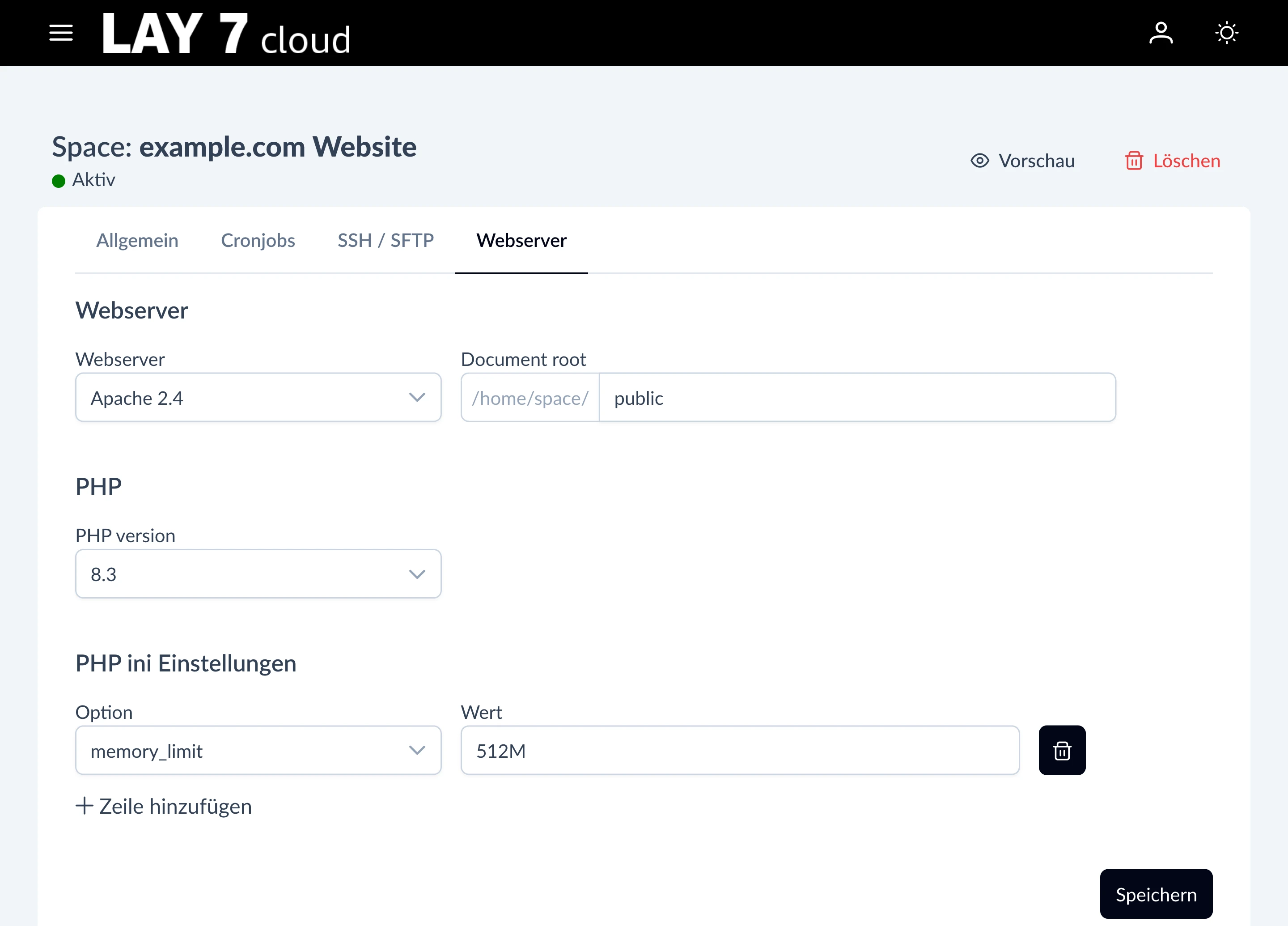 Representation of the user interface with easy configuration
